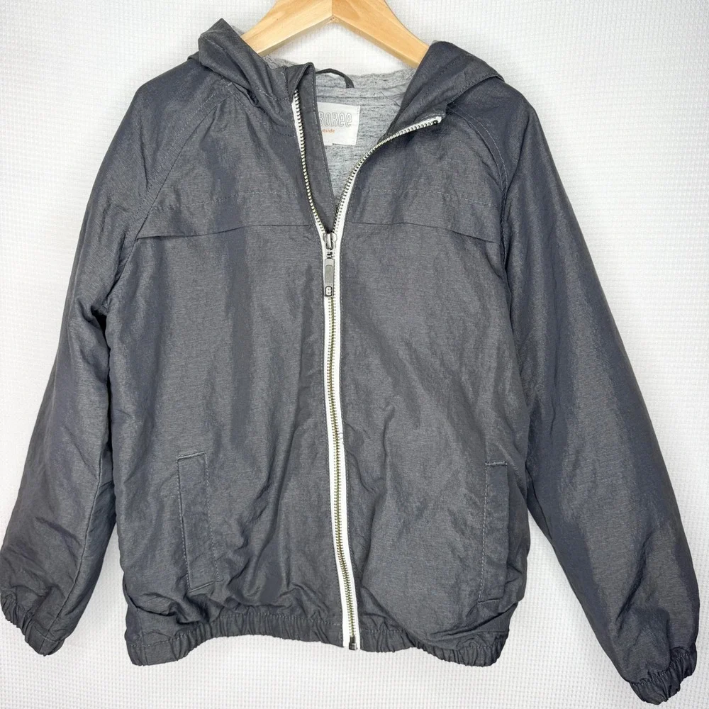 Gymboree Boys Go Outside Gray Hooded Windbreaker Coat Jacket Lined Size 5/6 S